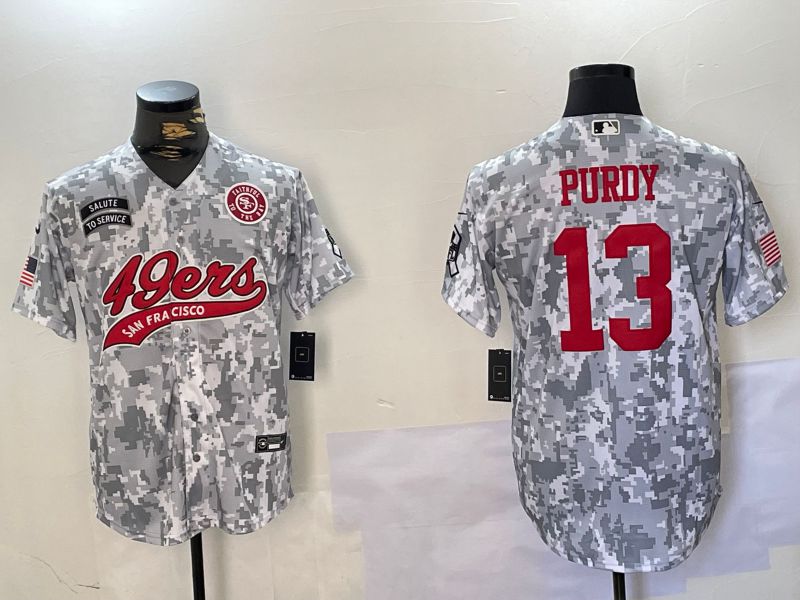 Men San Francisco 49ers #13 Purdy Nike Arctic Camo 2024 Salute to Service Limited NFL Jersey style 2